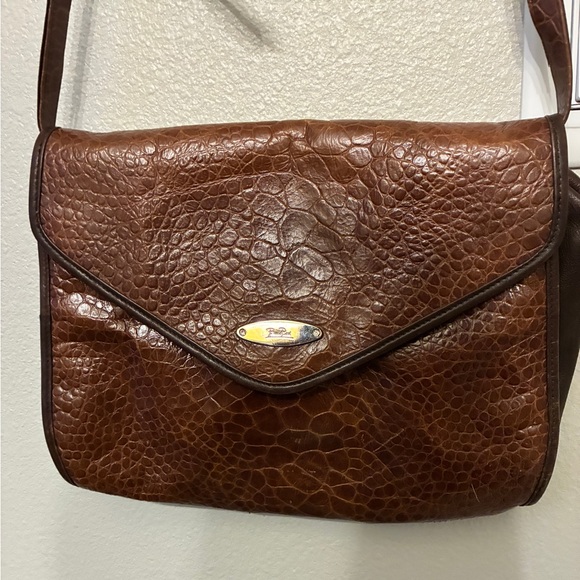 Emilio Pucci Vintage Shoulder Purse Bag Leather Croc Design with Gold Hardware - Picture 2 of 12